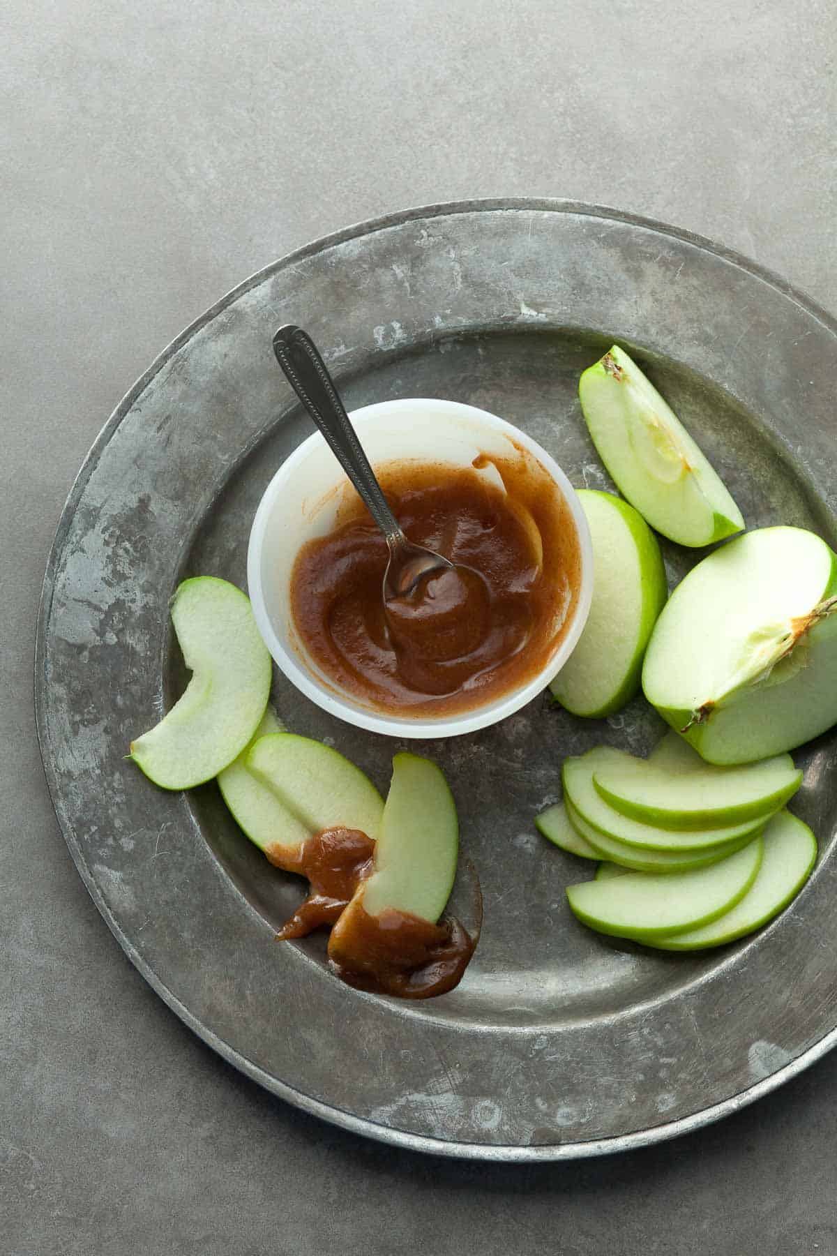 Date Caramel Sauce on Apple Slices