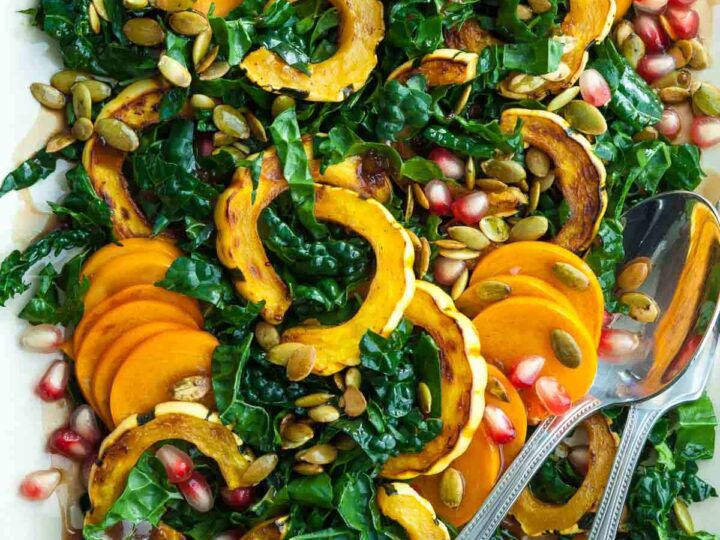 Delicata Squash Kale Salad on Plate