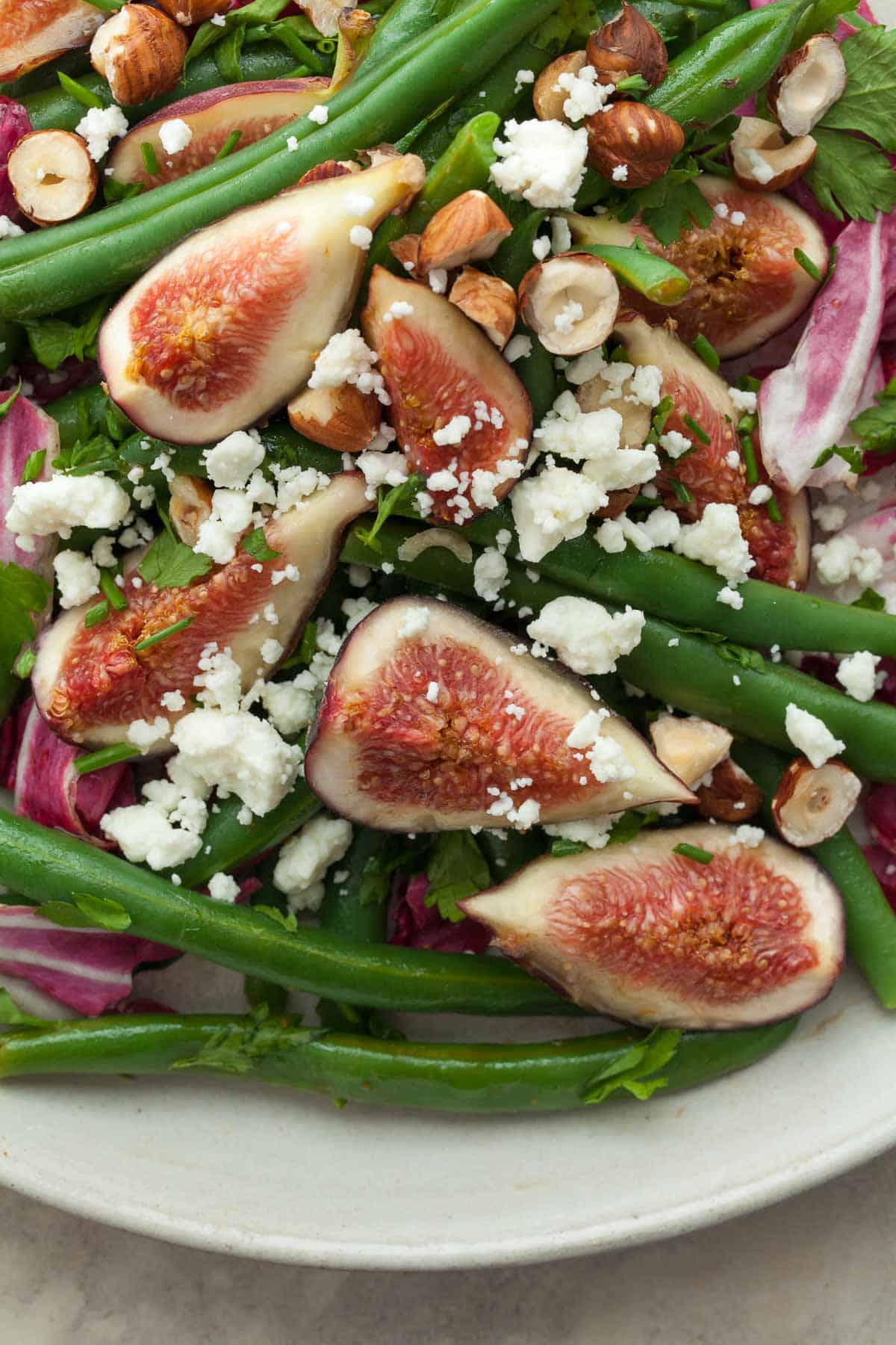 Green Bean Goat Cheese Salad Close Up