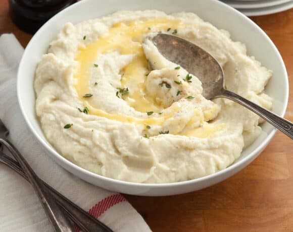 Vegetable Mash in Bowl with Spoon