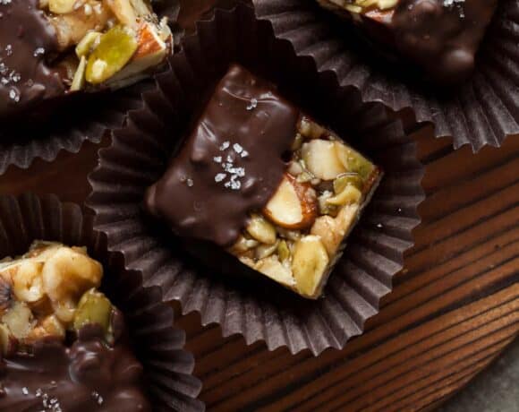 Chocolate Nut Squares Close Up