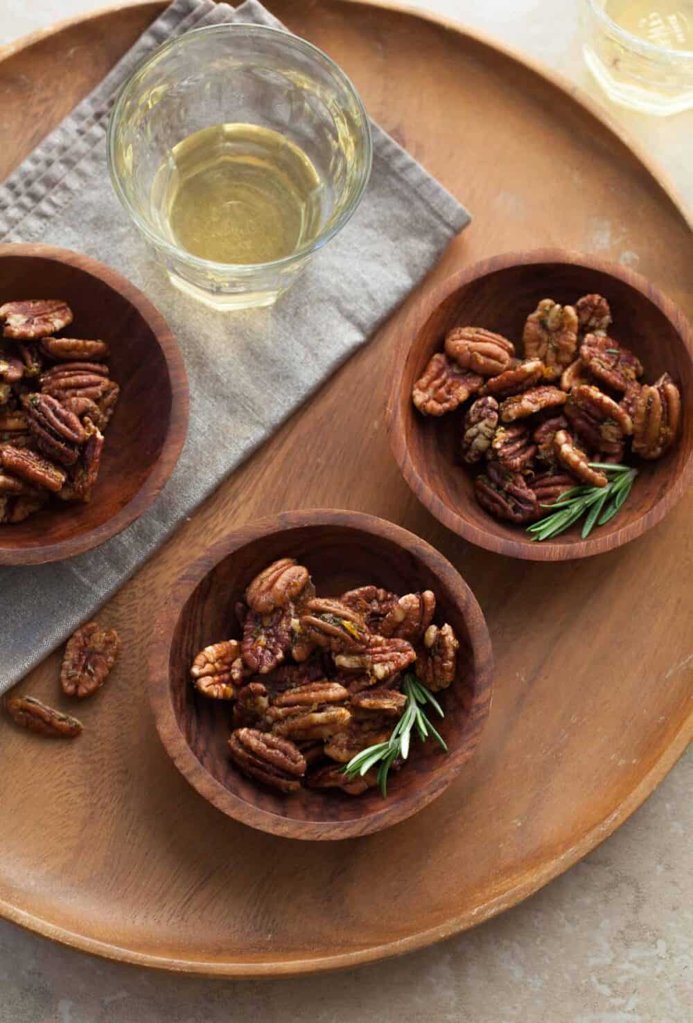 Rosemary Pecans in Bowls