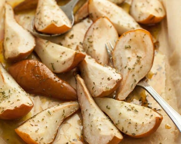 Rosemary Roasted Pears on Tray