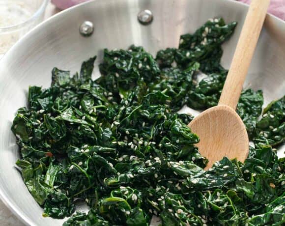 Sesame Kale in Pan