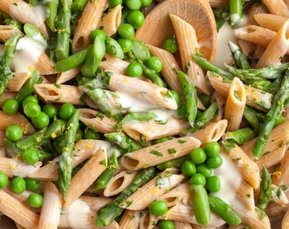 Asparagus and Pea Pasta in Skillet