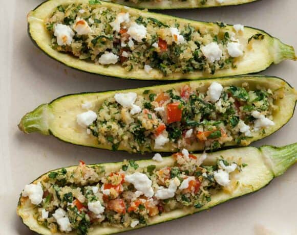Vegetarian Zucchini Boats Top View