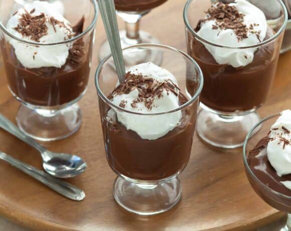 Vegan Chocolate Pudding in Cups with Spoons