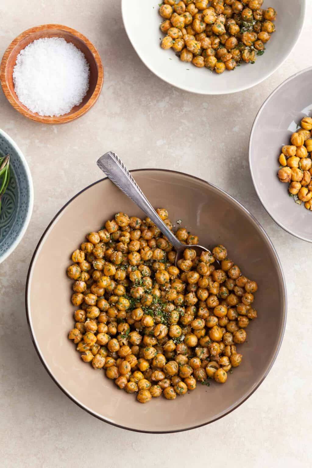 Easy Mediterranean Roasted Chickpeas | Snack or Salad Topping