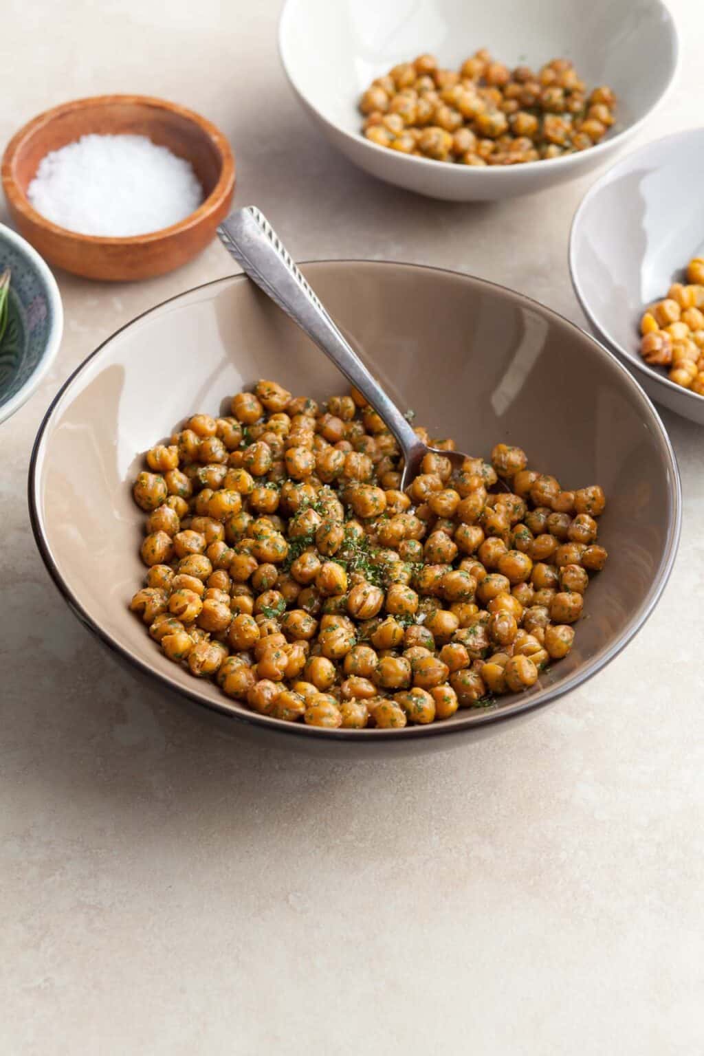 Easy Mediterranean Roasted Chickpeas | Snack or Salad Topping