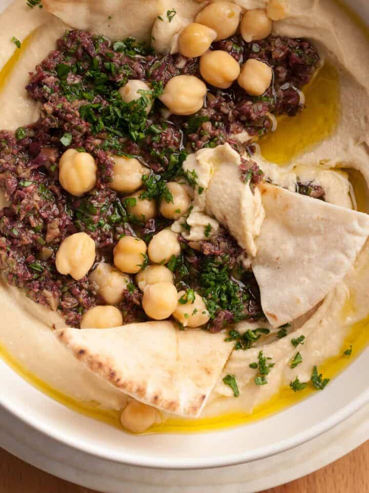 Olive Tapenade Hummus Close Up