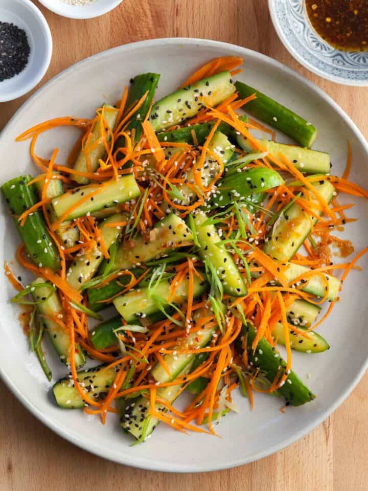 Cucumber Carrot Salad on Plate