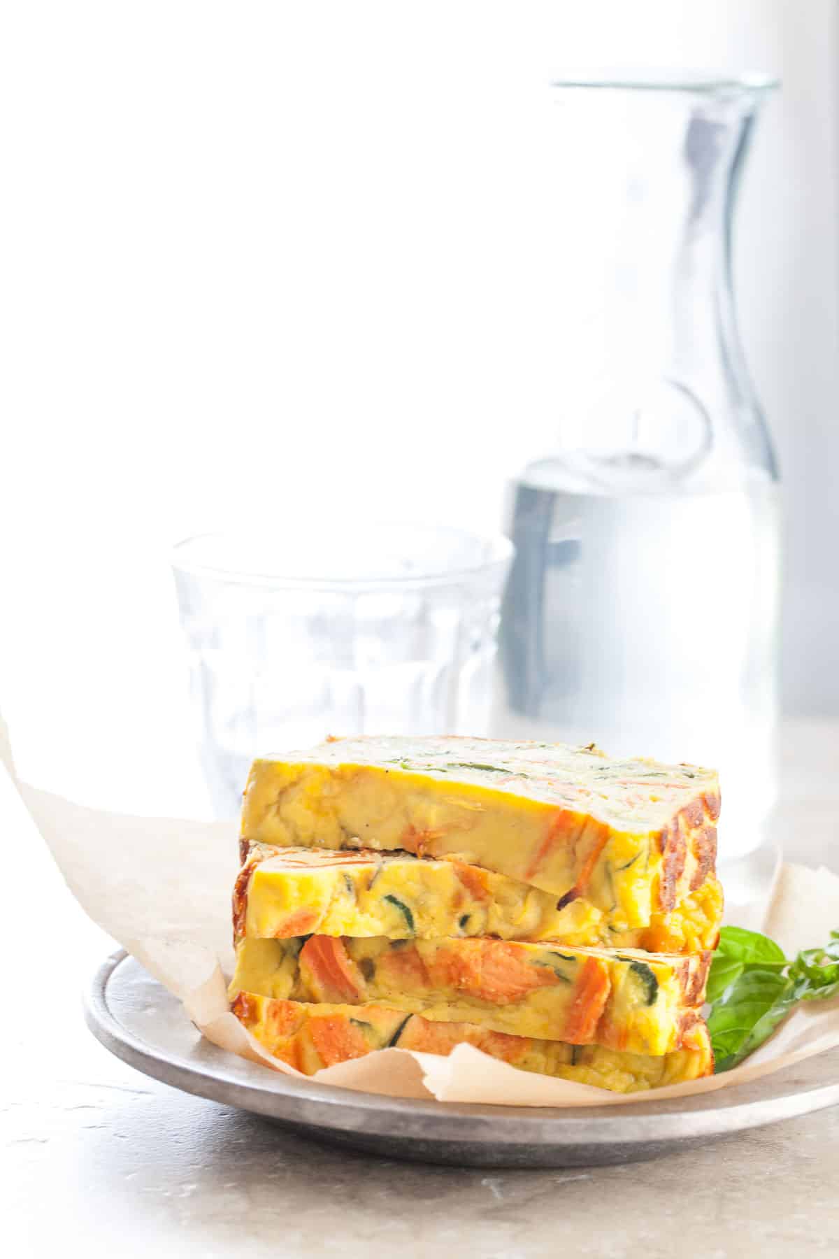Vegetable Loaf Slices Stacked on Plate