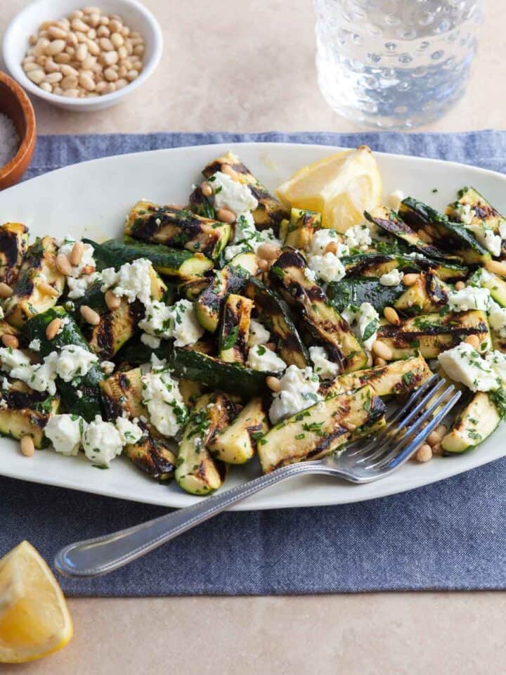 Zucchini Feta Salad on Platter