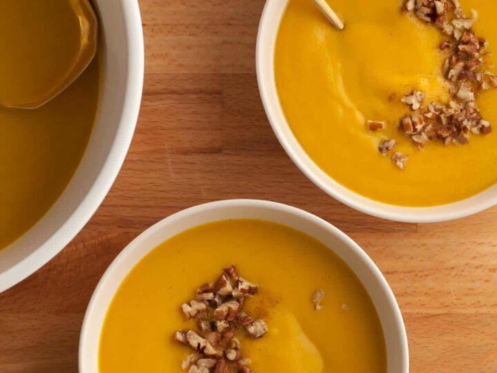 Pumpkin White Bean Soup in Bowls