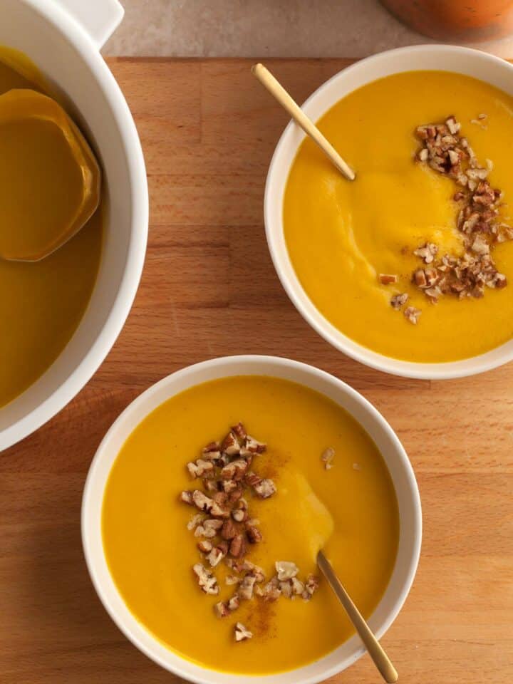 Pumpkin White Bean Soup in Bowls