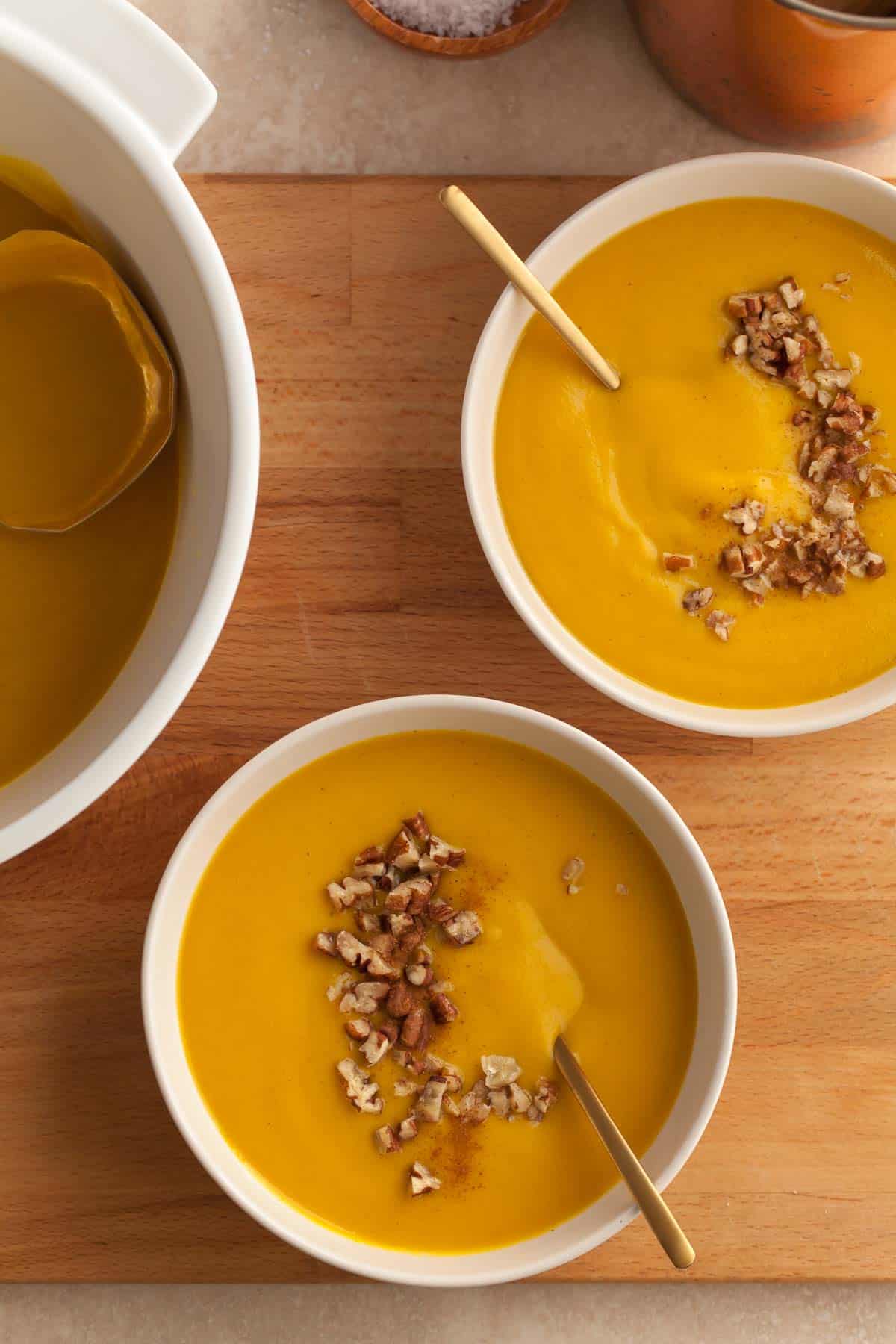 Pumpkin White Bean Soup in Bowls