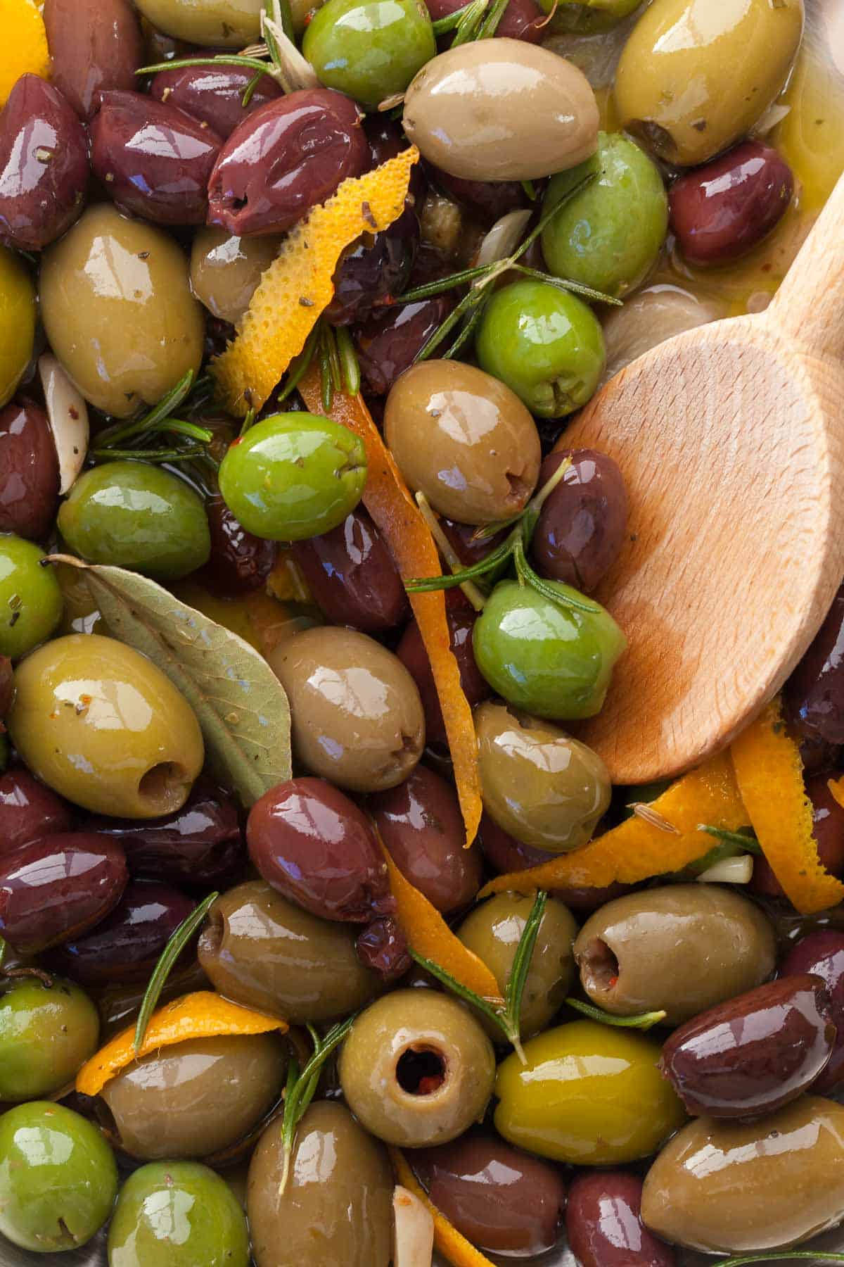 Citrus Marinated Olives Close Up View