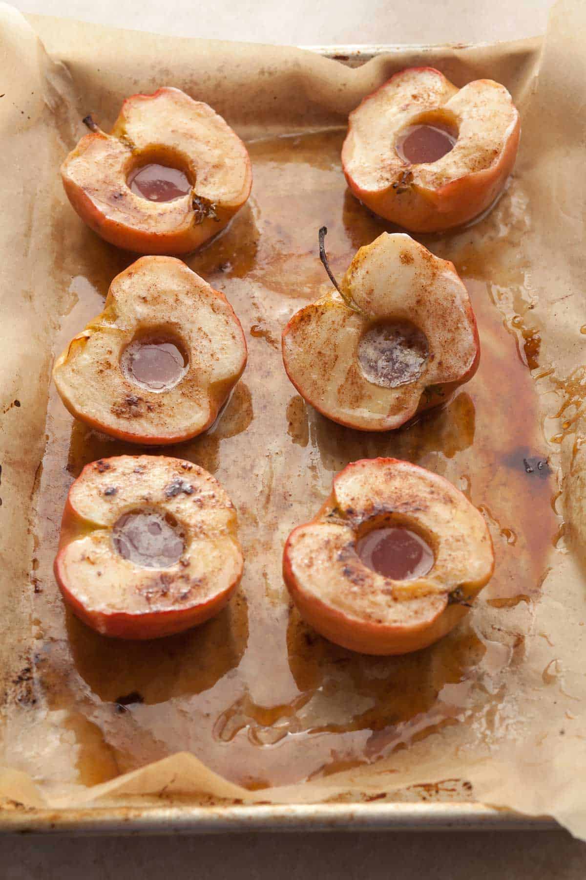 Roasted Apples with Maple and Cinnamon on Sheet Pan